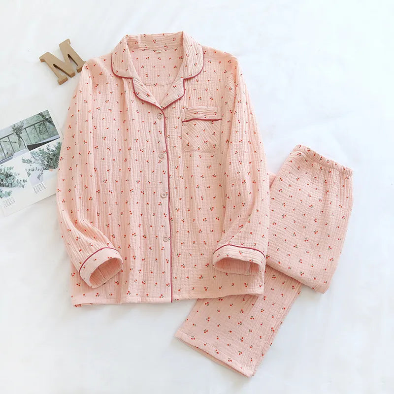 Cherry Muslin Pajama Set