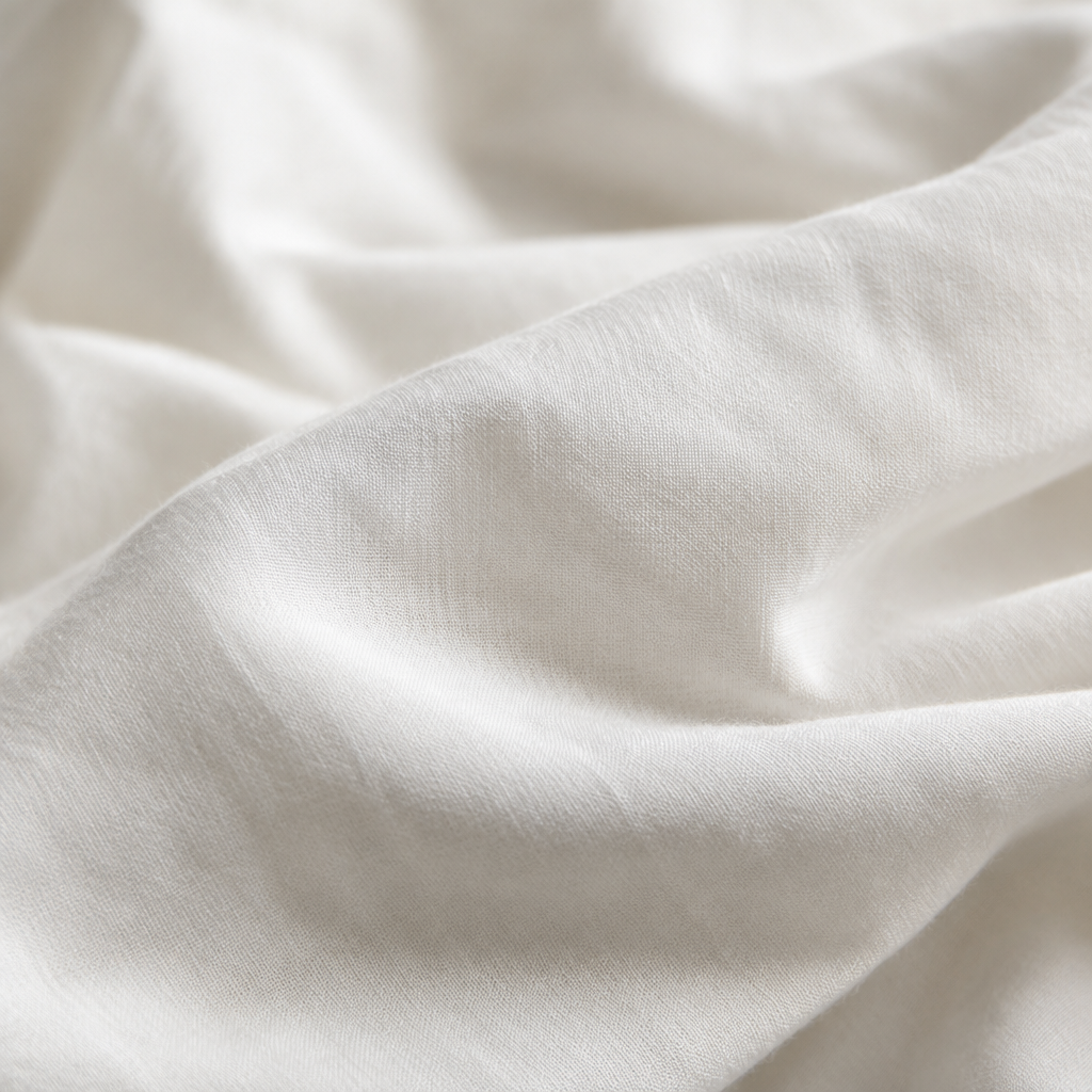 Close-up of the white pure cotton sleepwear fabric