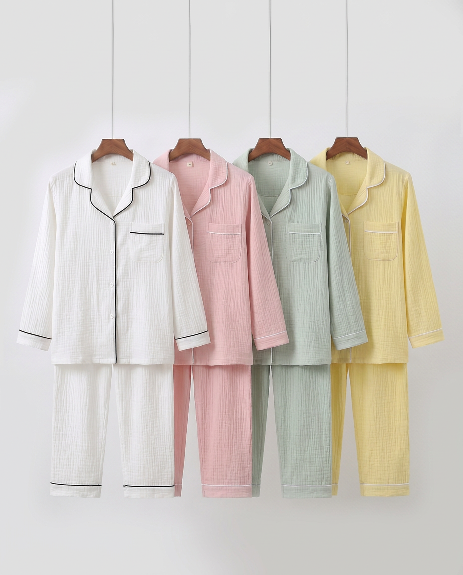 Lara Long-Sleeve Muslin Pajama Set