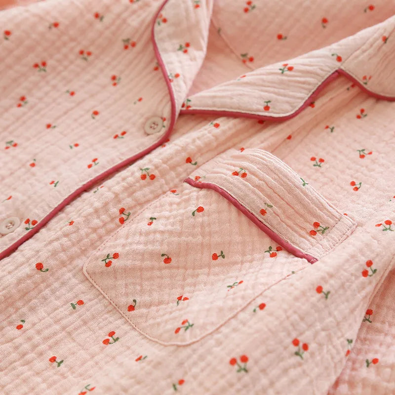 Cherry Muslin Pajama Set