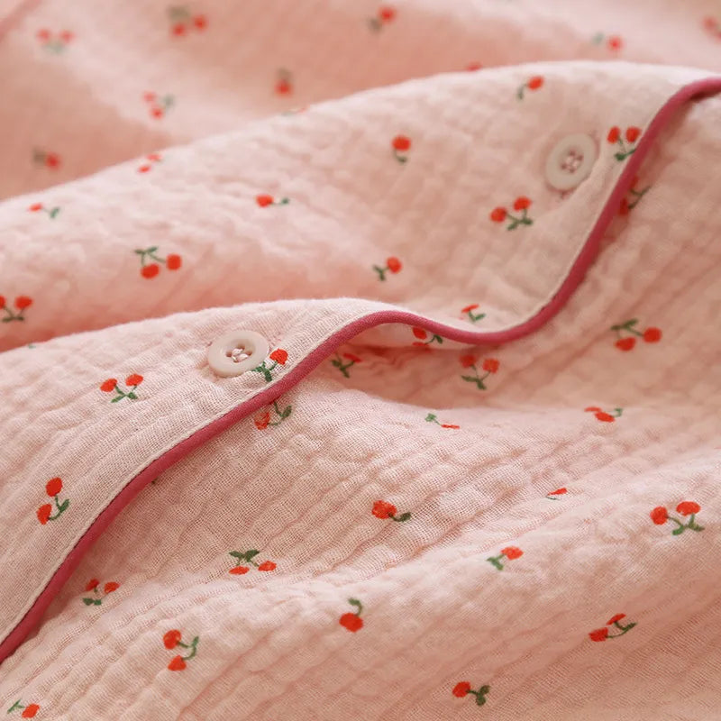 Cherry Muslin Pajama Set