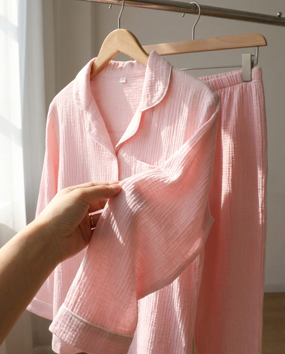 Lara Long-Sleeve Muslin Pajama Set