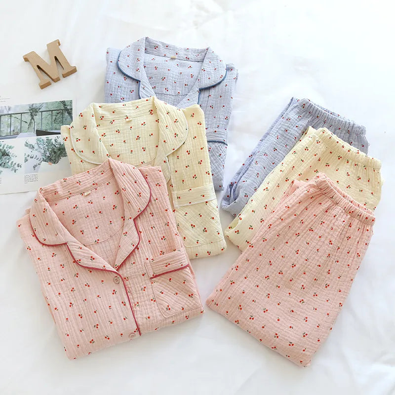 Cherry Muslin Pajama Set