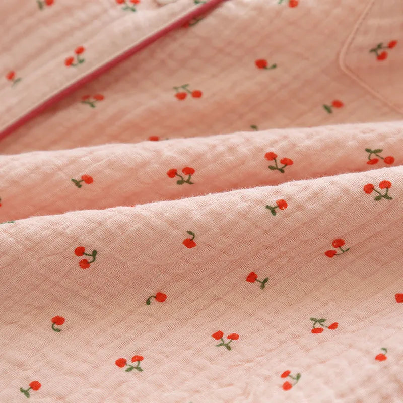 Cherry Muslin Pajama Set