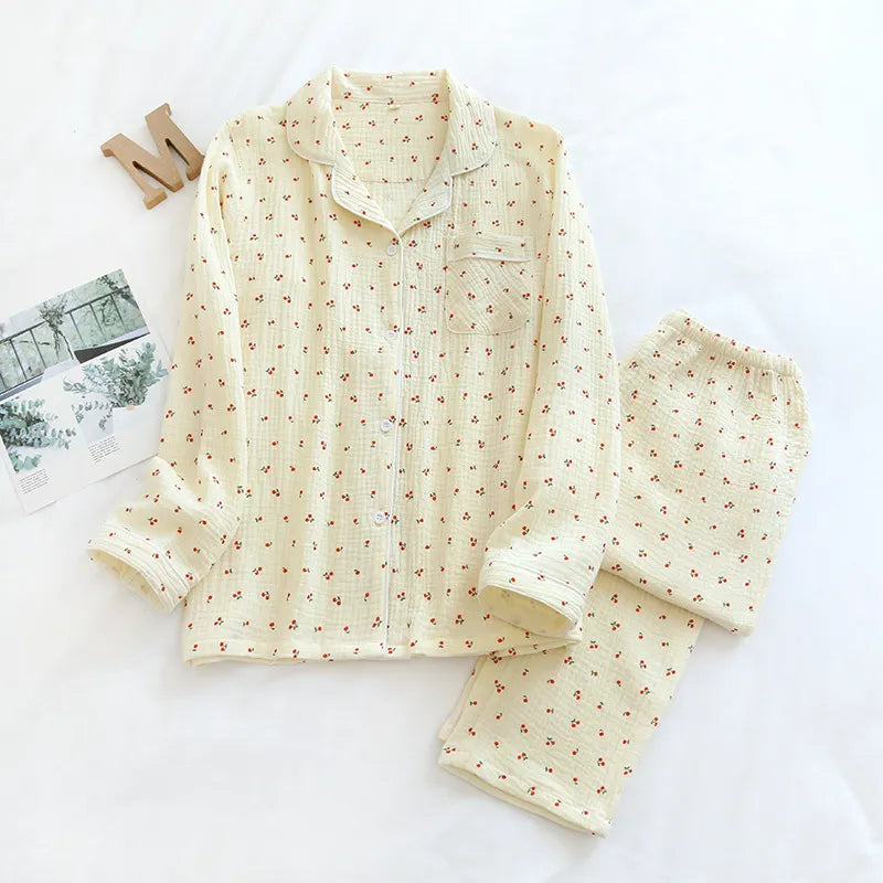 Cherry Muslin Pajama Set