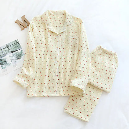 Cherry Muslin Pajama Set