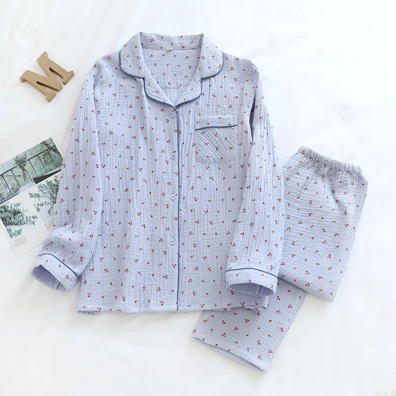 Cherry Muslin Pajama Set