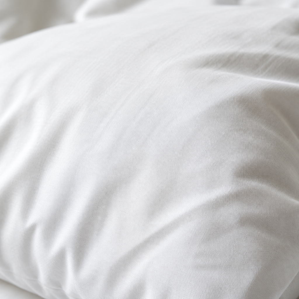 Close-up of the white cotton pillow-cover fabric