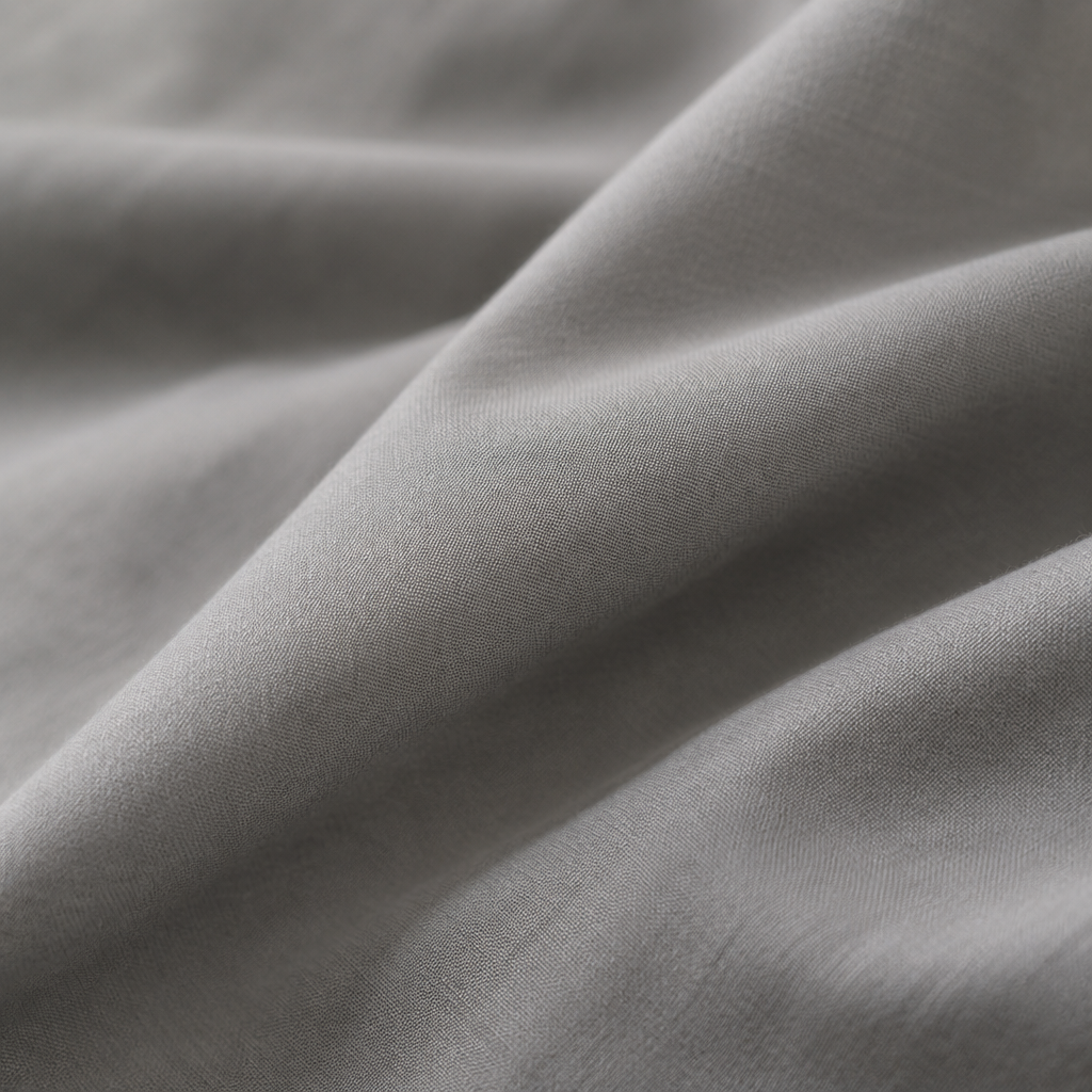 Close-up of the stone-grey pure cotton sheeting fabric