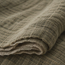 Close-up of the layered cotton muslin used for The Boreal All-Season Muslin Bathrobe
