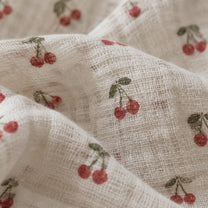 Close-up of the layered cotton muslin used for Cherry Muslin Pajama Set